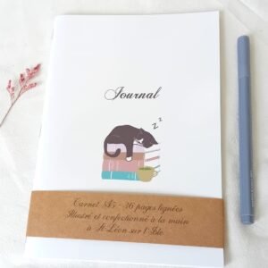 Carnet fait main chat, 36 pages lignées, papeterie artisanale création unique