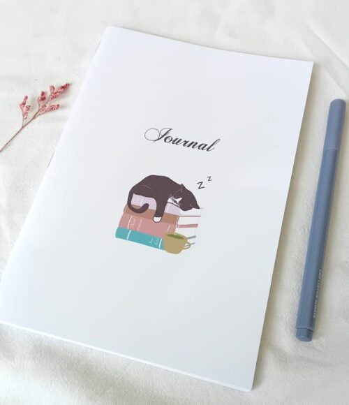 Carnet fait main chat, 36 pages lignées, papeterie artisanale création unique