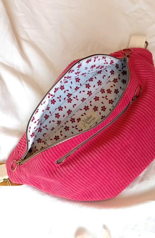 Sac banane XL velours côtelé rouge – Image 3