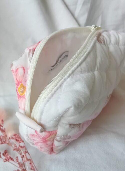 Trousse fleurie molletonnée artisanale-fait main