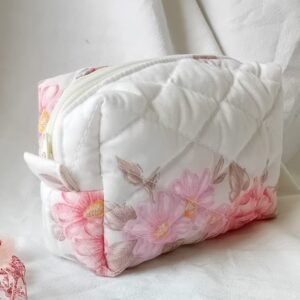 Trousse fleurie molletonnée artisanale-fait main