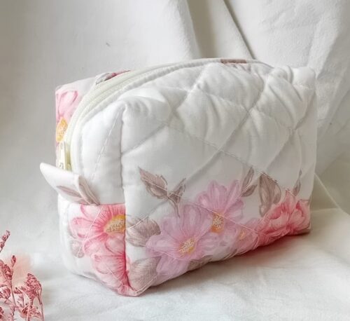 Trousse fleurie molletonnée artisanale-fait main